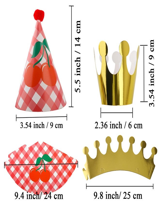 Inxens Mini Party Hats for Kids, 11 Piece Birthday Cone Hats for Stuffed Animals and Pets, 9 Paper Cones and 2 Crowns, DIY Assembly with Pom Poms, Cute Cherry Smiley Design - Image 5